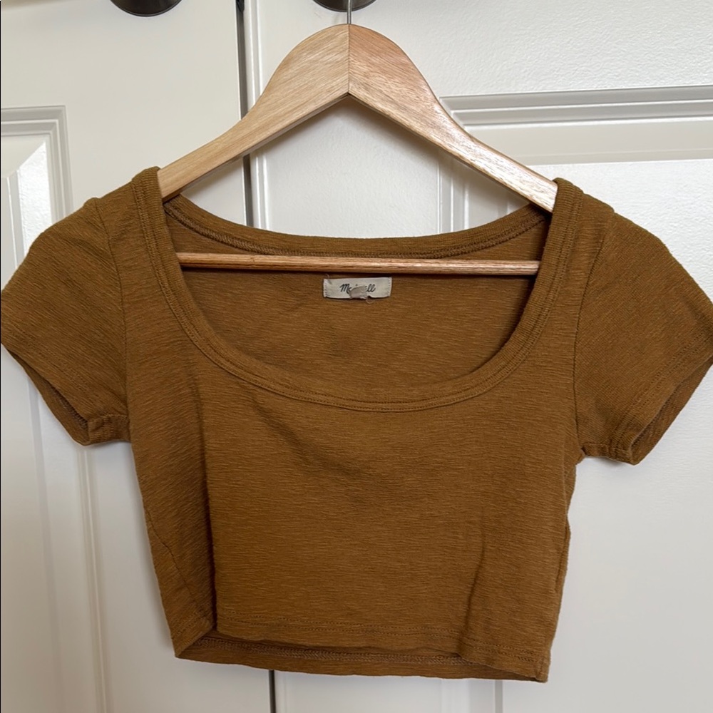 Madewell Brown Fitted Crop T-Shirt